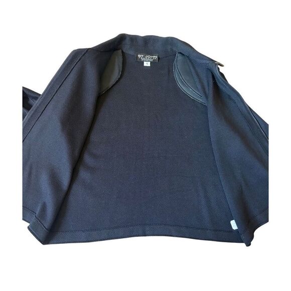 St. John Collection Santana Knit Jacket Blazer Women 12 L Black Zip - Picture 9 of 11